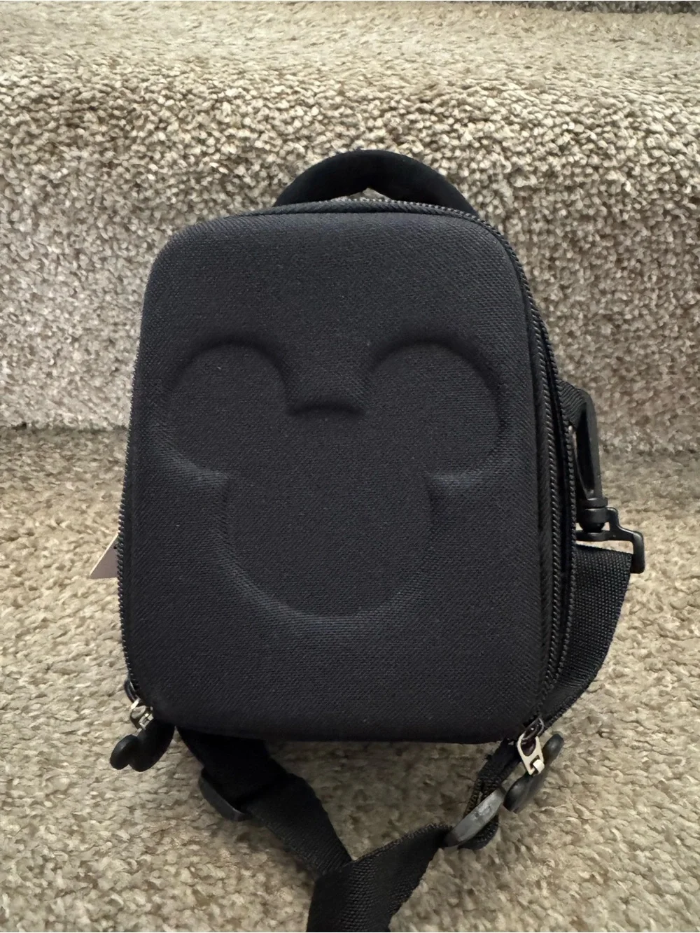 Mickey mouse black camera bag w/padded long strap & compartments NWT